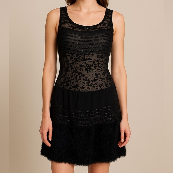 Diane Von Furstenberg Black Lace Mini Dress see measurements - Picture 1 of 9